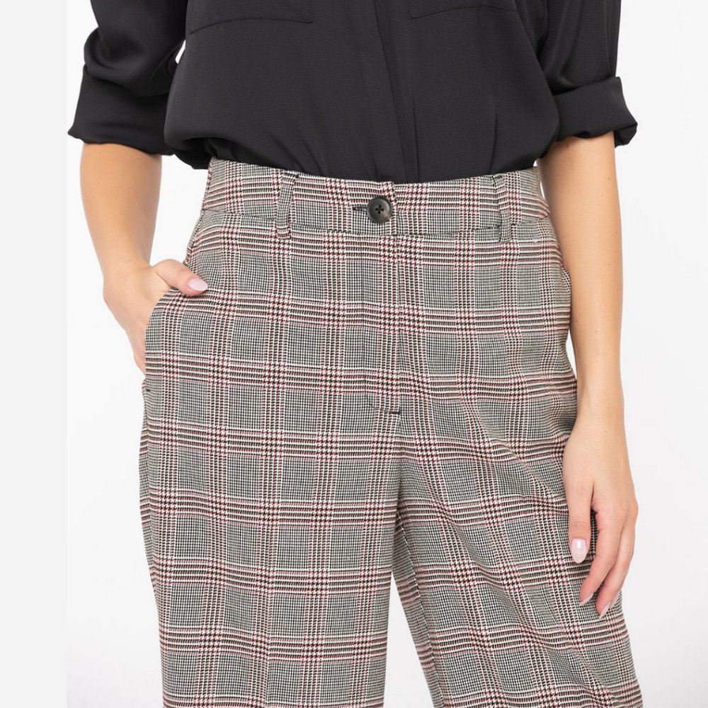 Plaid Crop Cuffed Wide Leg Dress Pant - Size 16 - Picture 4 of 13